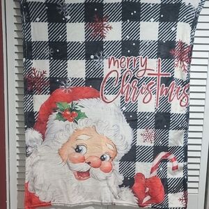 ChrisTmas Santa Plaid Holiday Throw Blanket - lapsize  NWT